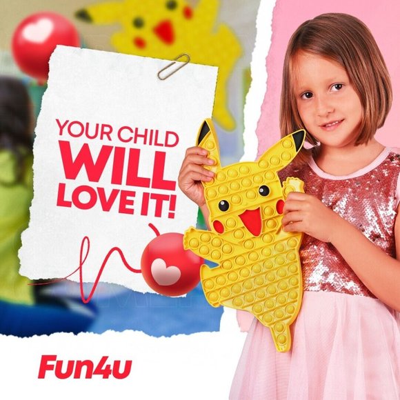 Pokemon Pikachu Toy Big Size Large Pop It 40 cm Special Design Stress Relief - Picture 4 of 5